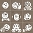 set with eight sketching emoticon