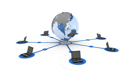 Poster - Blue Earth turning on itself linked to laptops