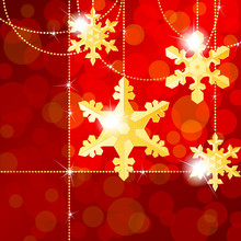 Red Transparent Banner With Snowflake Ornaments