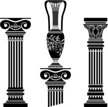 Stencils Of Columns And Hellenic Jug. Fourth Variant