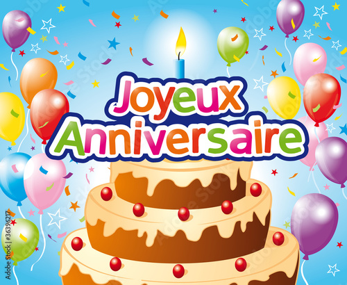 Joyeux Anniversaire Bougie 1 Stock Vector Adobe Stock