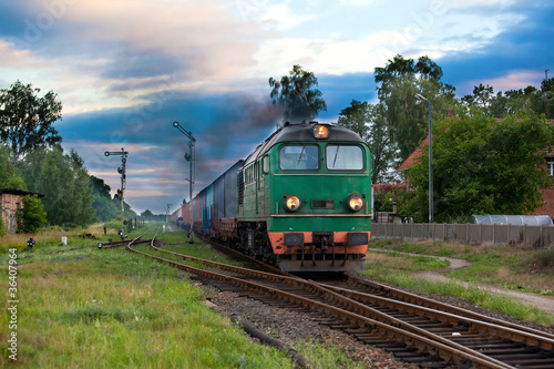 Naklejka samoprzylepna Towarowy pociąg diesel