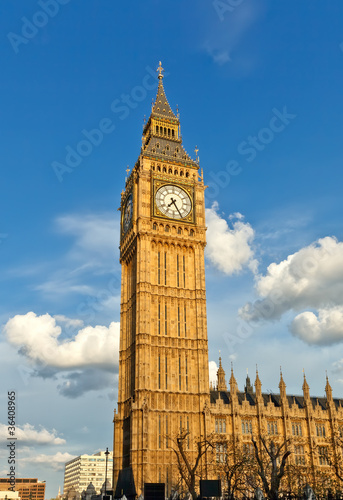 Obraz na płótnie canvas czteroczęściowy "tetraptyk" Big Ben Tower o zachodzie słońca