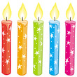 Vector colorful starry candles set. Gradient free.
