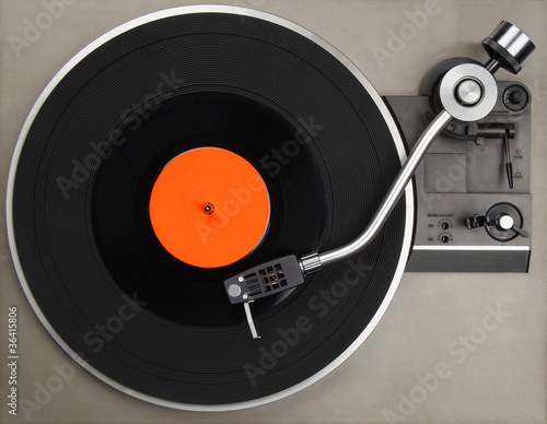 Naklejka na szafę Record player with vinyl record