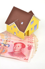 Wall Mural - Chinese currency and model house