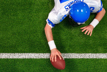 Overhead American Football Player One Handed Touchdown