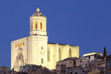Girona Cathedral In Detail At Night