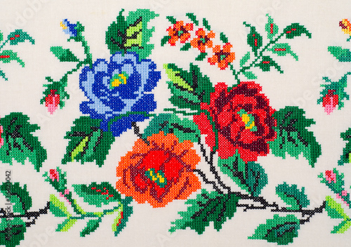 Fototapeta na wymiar embroidered good by cross-stitch pattern