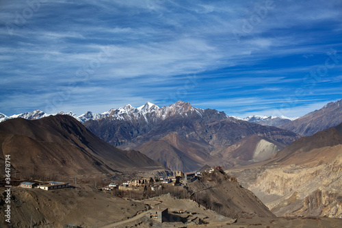 Tapeta ścienna Widok na wioskę Jarkot, dystrykt Mustang, Nepal