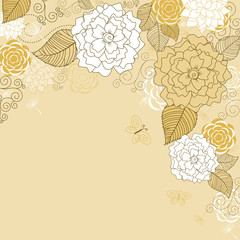 Wall Mural - Abstract brown floral background