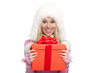 © mast3r - happy smile woman hold gift box isolated over white background