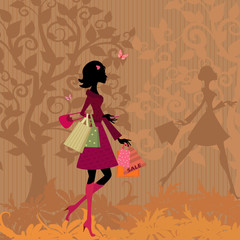 Wall Mural - beautiful woman shopping