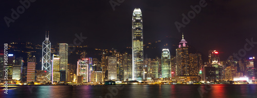 Tapeta ścienna Hongkong wyspa panorama w nocy