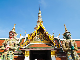 Statue 2 Giant gaurd at Wat Phra Kaew , Bangkok