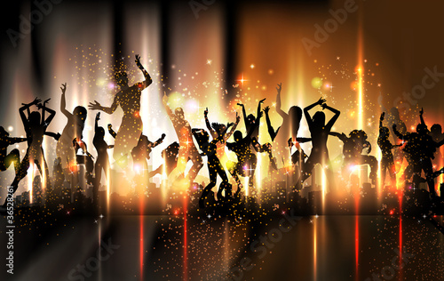 Nowoczesny obraz na płótnie Party sound background Illustration with dancing people