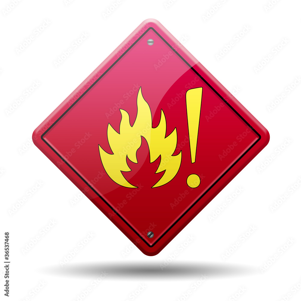 Señal roja simbolo incendio Stock Illustration | Adobe Stock