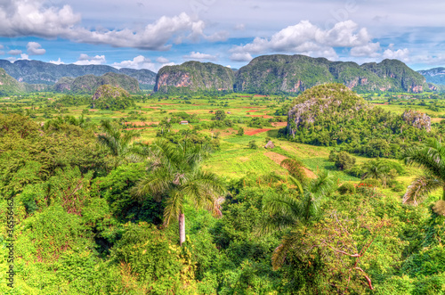 Plakat na papierze fotorealistycznym Panoramiczny widok na dolinę Viñales na Kubie