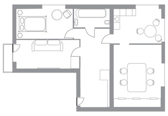 flat plan isolated on white