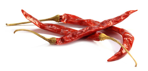 Sticker - Dried chilies over white background