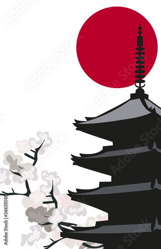 Plakat na papierze fotorealistycznym Japońska pagoda