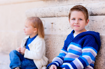 Wall Mural - Two kids outdoors