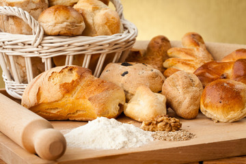 Assorted gourmet bread basket