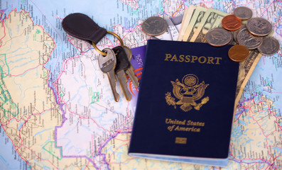 United States Passport on Map