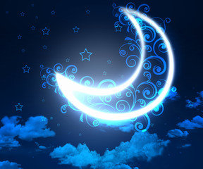 Canvas Print - night sky background with moon and stars