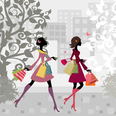 Wall Mural - beautiful woman shopping