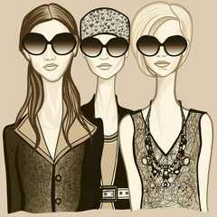 three women with sunglasses