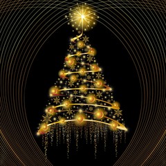 Natale Albero Oro Astratto-Golden Abstract Christmas Tree-2
