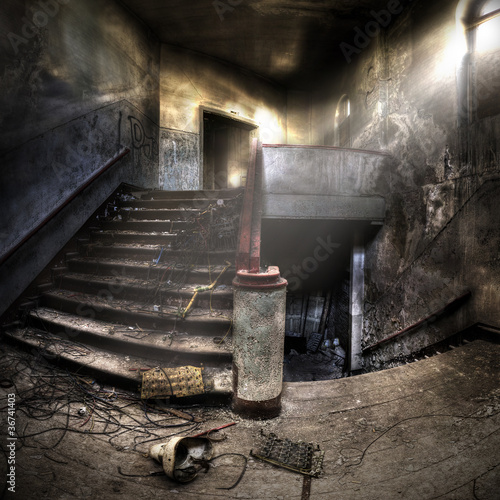 Nowoczesny obraz na płótnie staircases in an abandoned complex