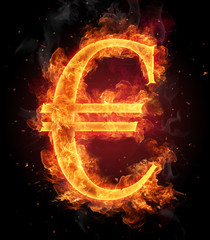 Wall Mural - Burning Euro symbol