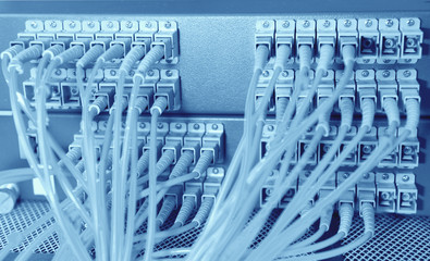 shot of network cables and servers in a technology data center