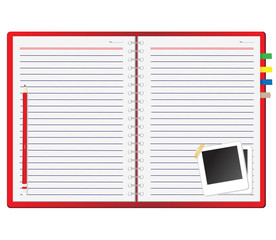 Aufkleber - red notebook and photo frame