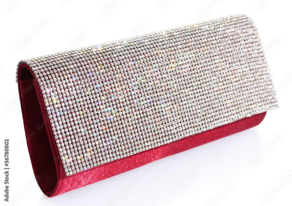 beautiful women clutch bag isolated on white