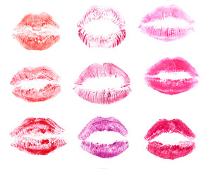 Poster - Collection of lips isolated on white