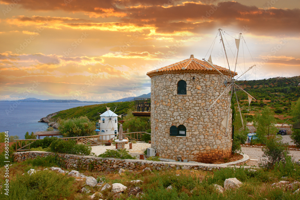 Obraz na płótnie Traditional Wind Mill in Greece, Zakynthos Island w salonie
