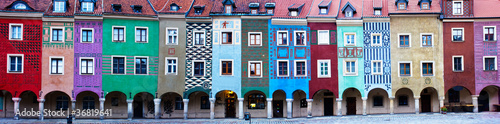 Plakat na papierze fotorealistycznym Panorama fasad domów dawnego Poznania, Polska