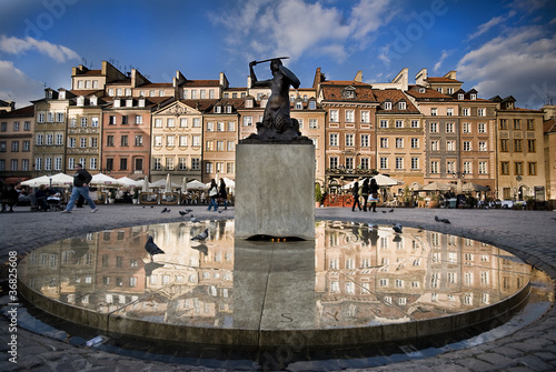 Nowoczesny obraz na płótnie Syrenka na Rynku Starego Miasta w Warszawie
