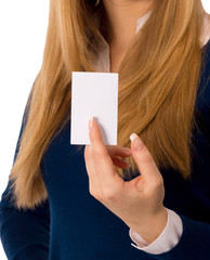 Hand holding an empty business card