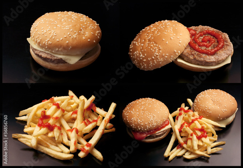 Board z aluminiowym obramowaniem Kolaż cheeseburgera