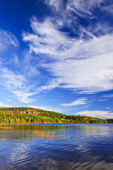 Canvas Print - Fall forest and lake