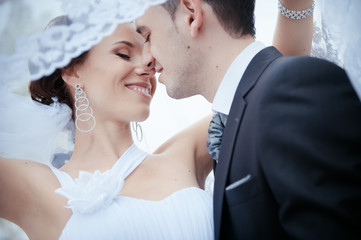 Wall Mural - A beautiful bride and groom