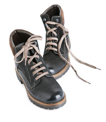 warm boots with laces on a white background