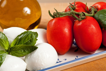 Tomatoes and mozzarella cheese