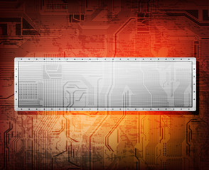 Wall Mural - banner on grungy background with circuit overlay. Eps10