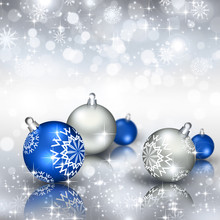 Best Elegant Christmas Background With Blue Baubles