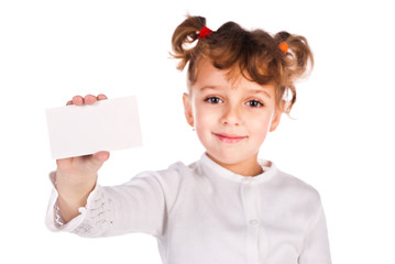 Canvas Print - girl holding empty card